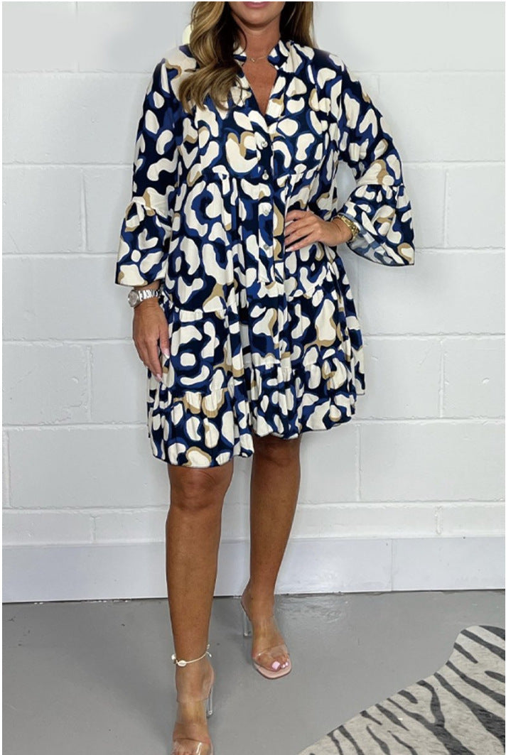 Tavaszi és nyári új, nagy méretű szabálytalan nyomott ruhák