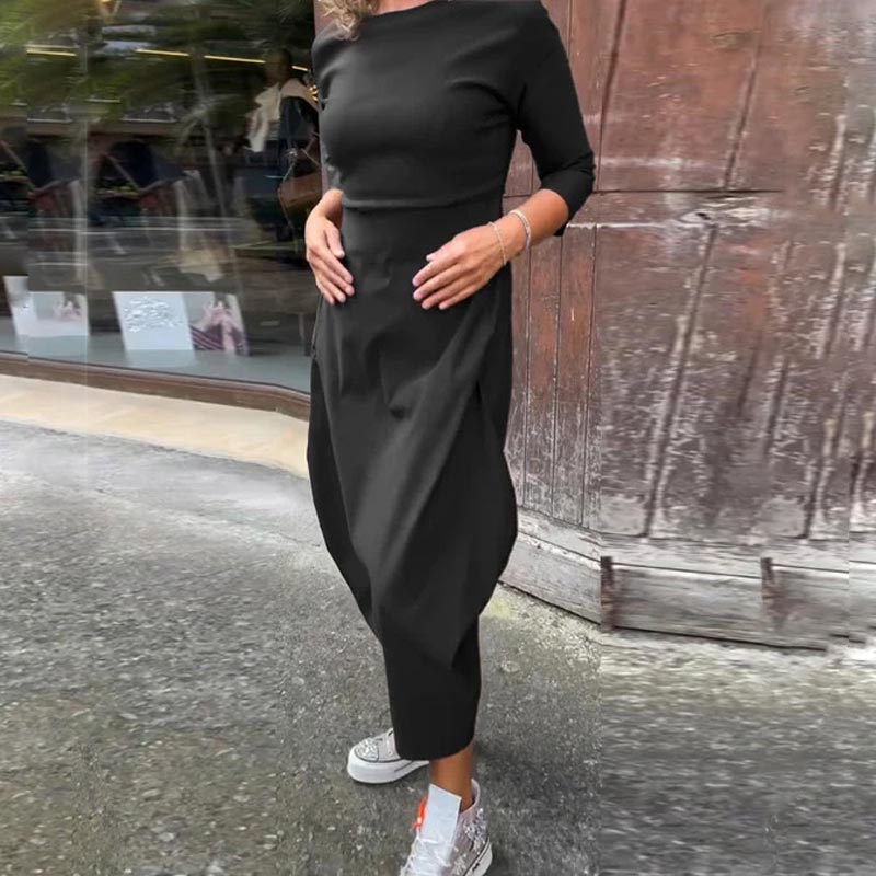Egyszerű, elegáns női ruha zsebbel