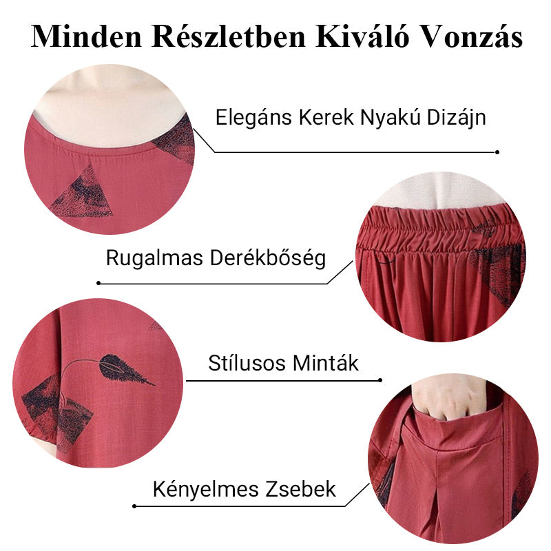 đ NĆi MintĂĄs Rövid UjjĂș FelsĆ Ăs SzĂ©les SzĂĄrĂș Cropped NadrĂĄg Szett