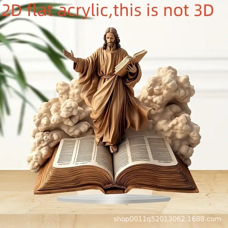 Újszülött lapos asztaldísz karácsonyi jelenettel