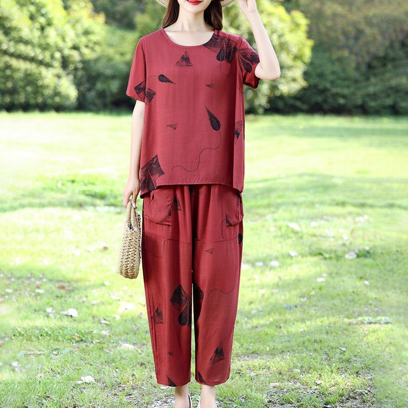 đ NĆi MintĂĄs Rövid UjjĂș FelsĆ Ăs SzĂ©les SzĂĄrĂș Cropped NadrĂĄg Szett