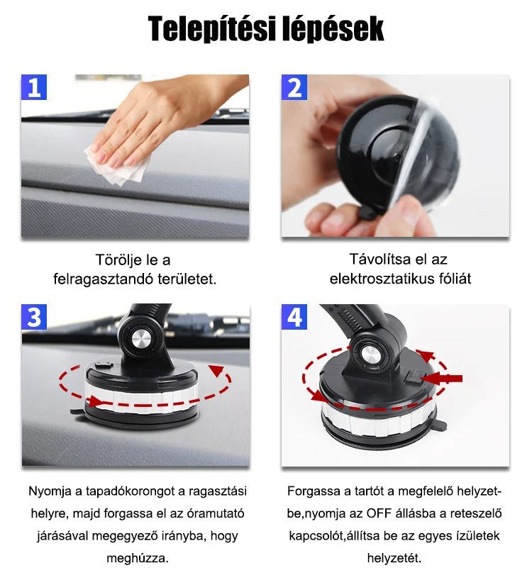 Szívókorongos autós telefontartó