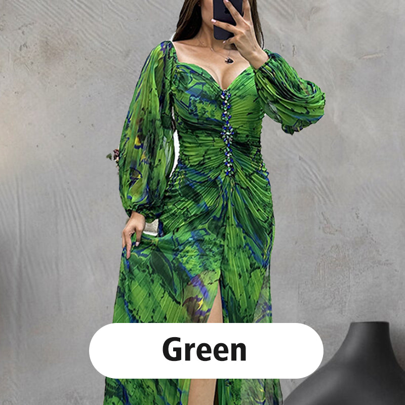 ✨【Karcsúsító Varázsló】Női Pánt nélküli Ruha✨ | Vonzó pánt nélküli dizájn | Rakott részletek | Kivágott hasíték, kényelmes hosszú ujjú