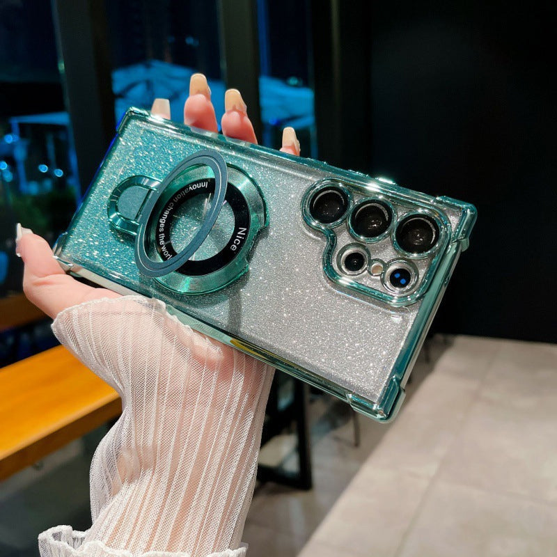 Mágneses gradiens mágneses csillogó mobiltelefon tokok Samsung S22/23/24 telefonhoz