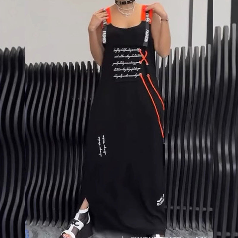 Női ujjatlan, mintás, lezser ruha