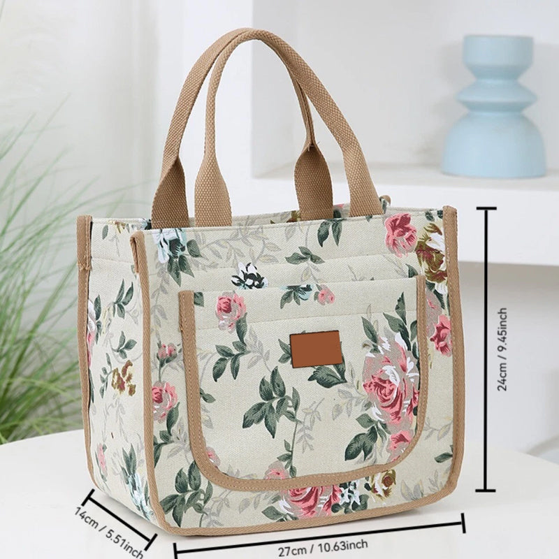 🌺Virágos nyomtatott ebéd táska nőknek