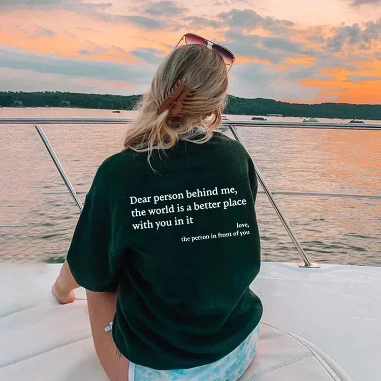 💥Új unisex póló "Kedves Ember A Mögöttem Áll" felirattal, nagy méretben, 2025-től