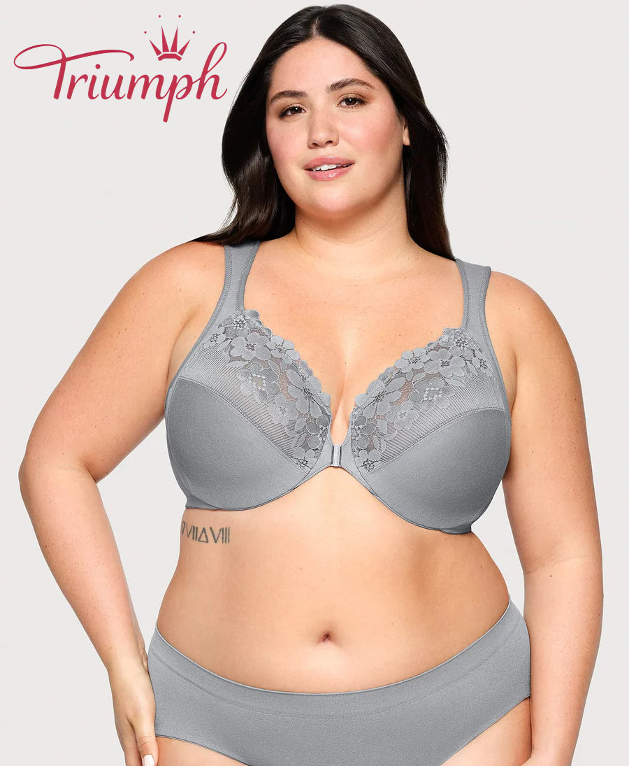 Triumph - (3 db-os) pamut melltartó hímzett csipkével, elöl záródó