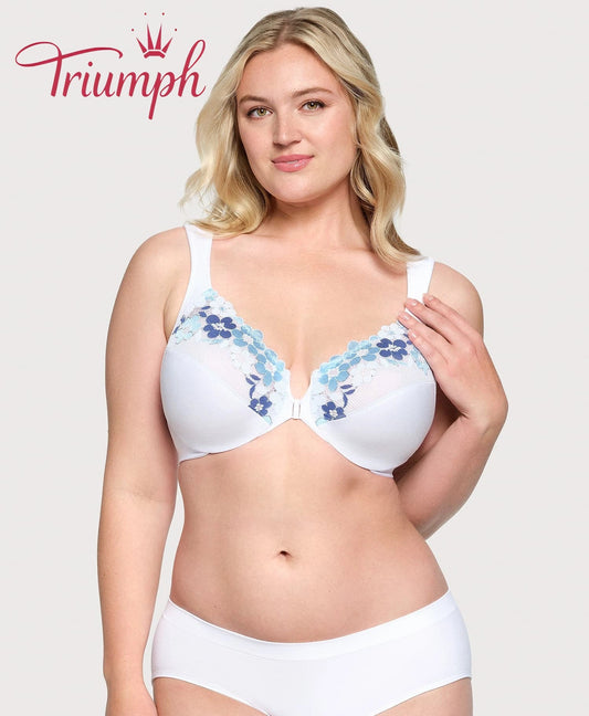Triumph - (3 darabos) Pamut melltartó hímzett csipkével, elöl záródó