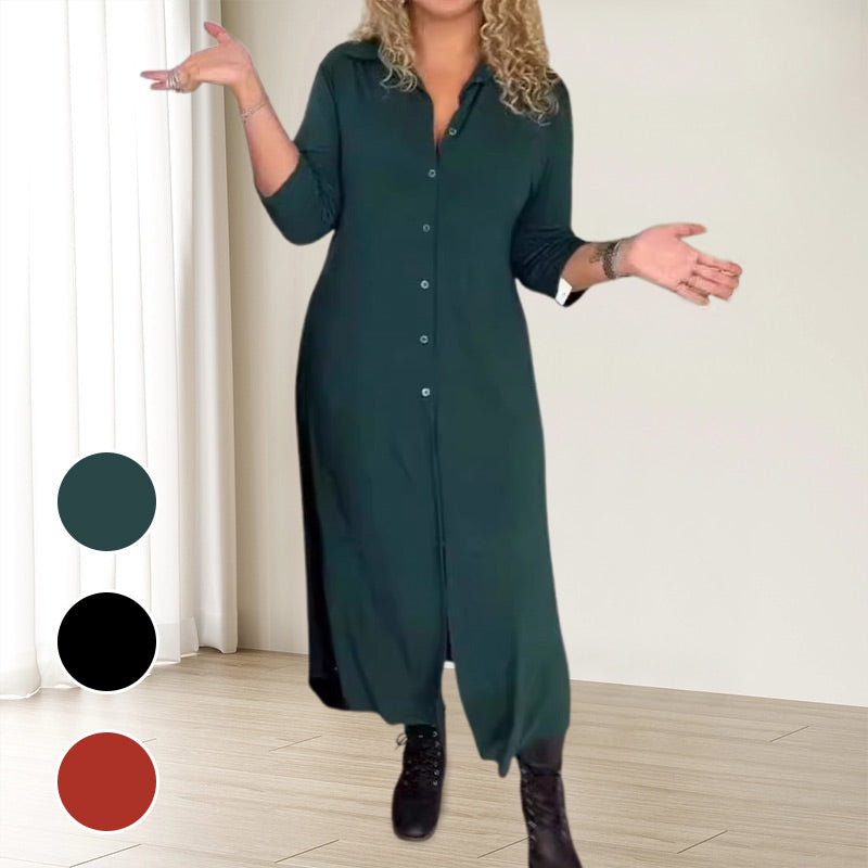 ✨ Hosszú ujjú ruha hajtókával és gombokkal