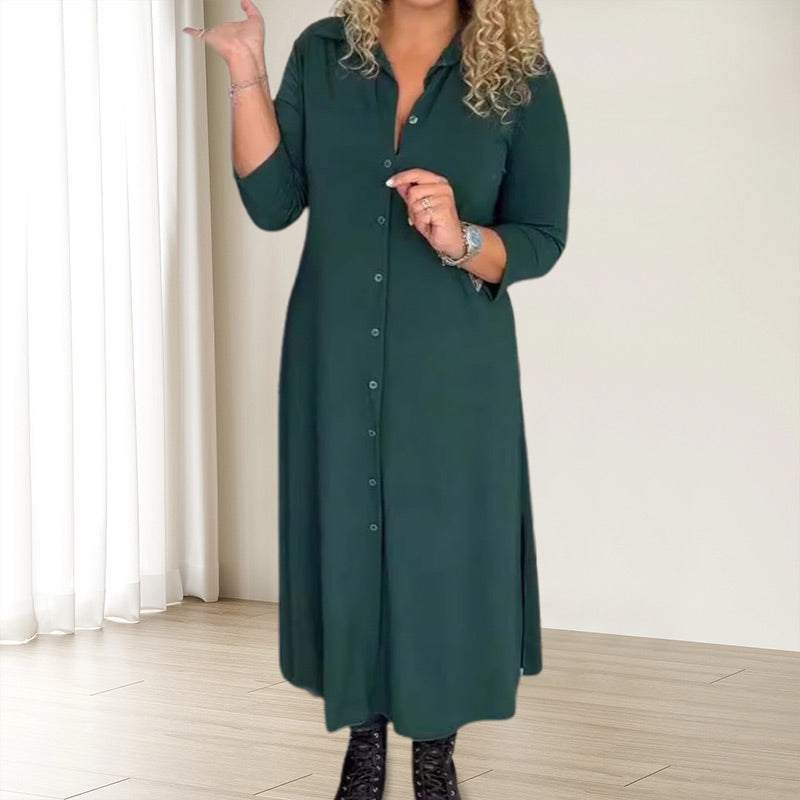 ✨ Hosszú ujjú ruha hajtókával és gombokkal