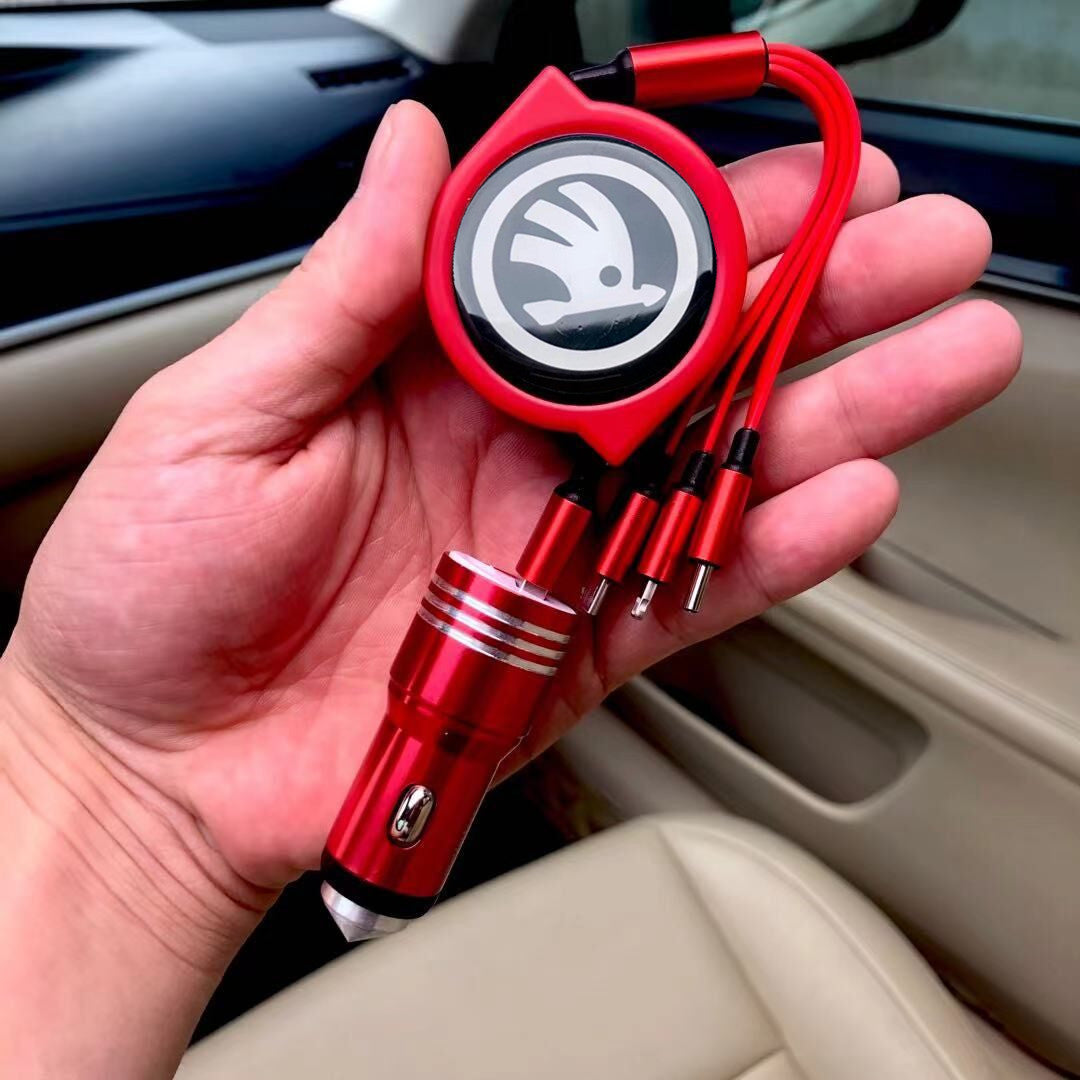 3 az 1-ben visszahúzható autós adatkábel + ingyenes autós töltő