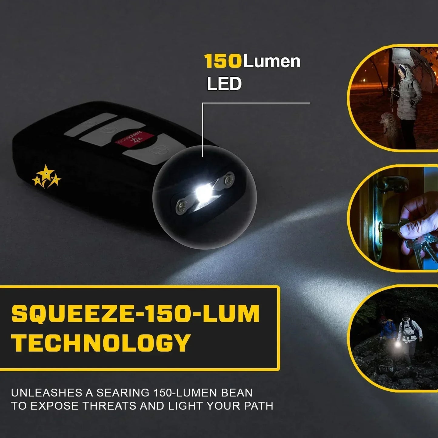 🔥 ⚡️ VOLTIC V77 3 az 1-ben sokkoló, zseblámpa és riasztó autós kulcstartó