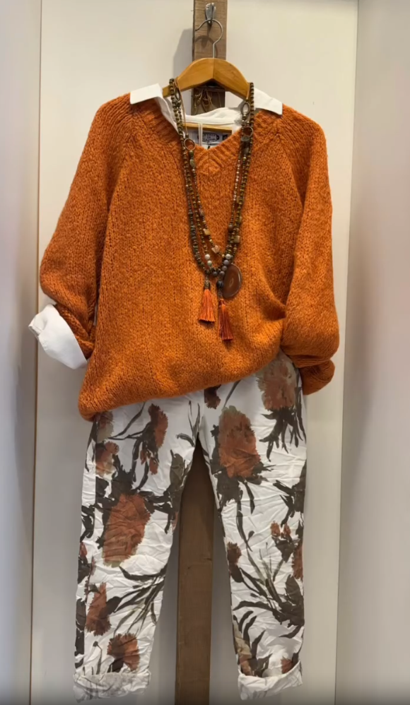 Női lezser divatos öltöny ing pulóver és nadrág