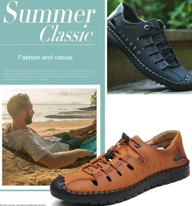 🔥Bőr pilóta szandál körbefutó orral👞