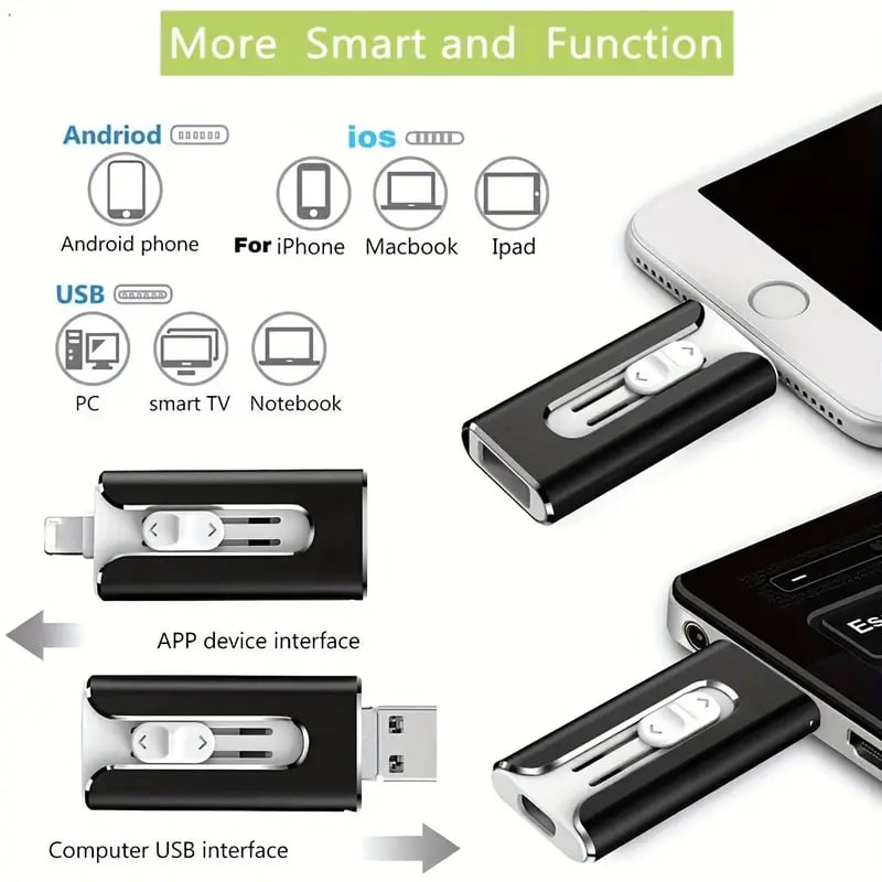 32~256GB Micro USB + 8 tűs + USB 3.0 4 az 1-ben mobiltelefon/számítógép U-lemez