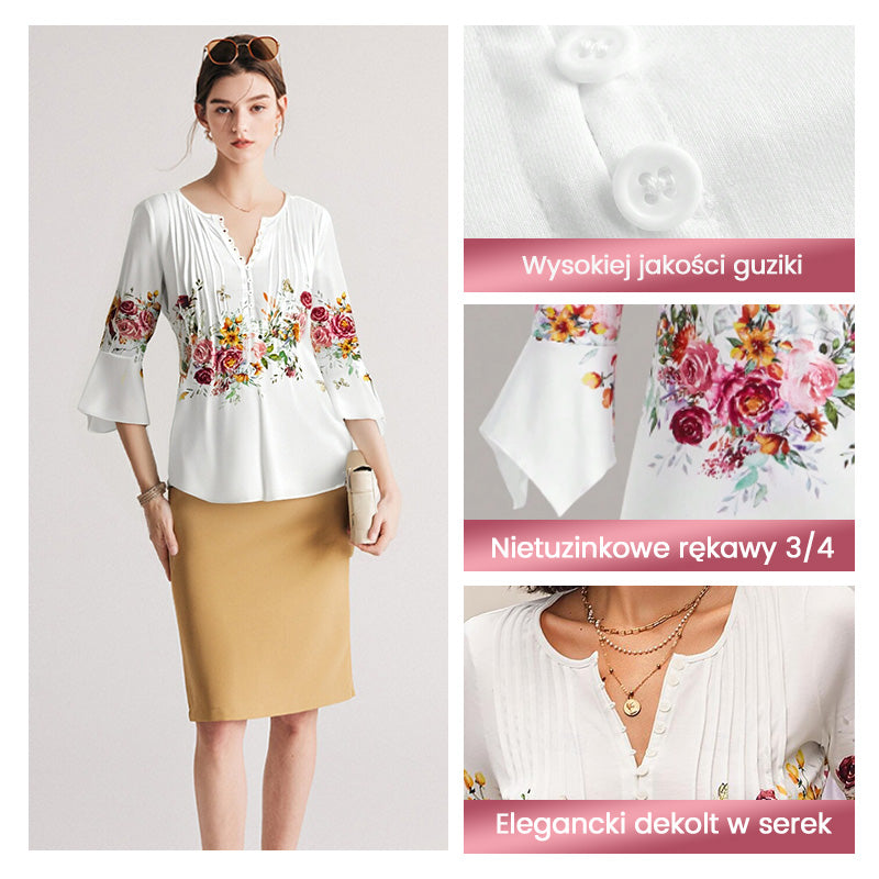 🌺 Női V-nyakú Mintás Ing✨