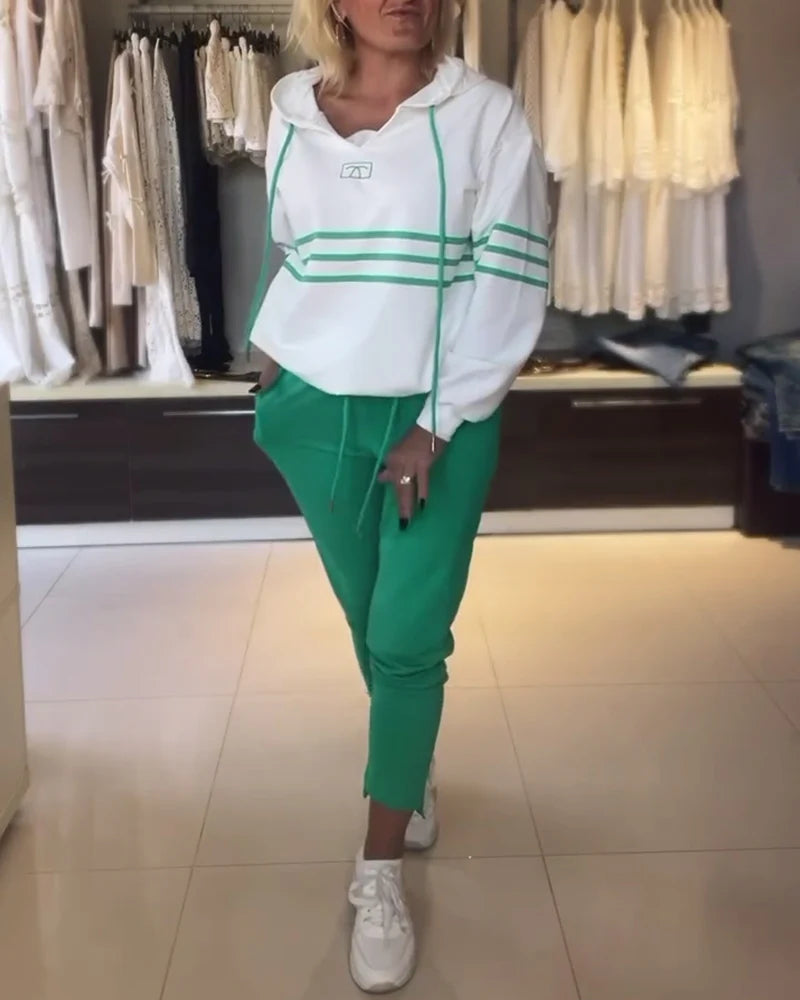 Csíkos mintás pulóver szett