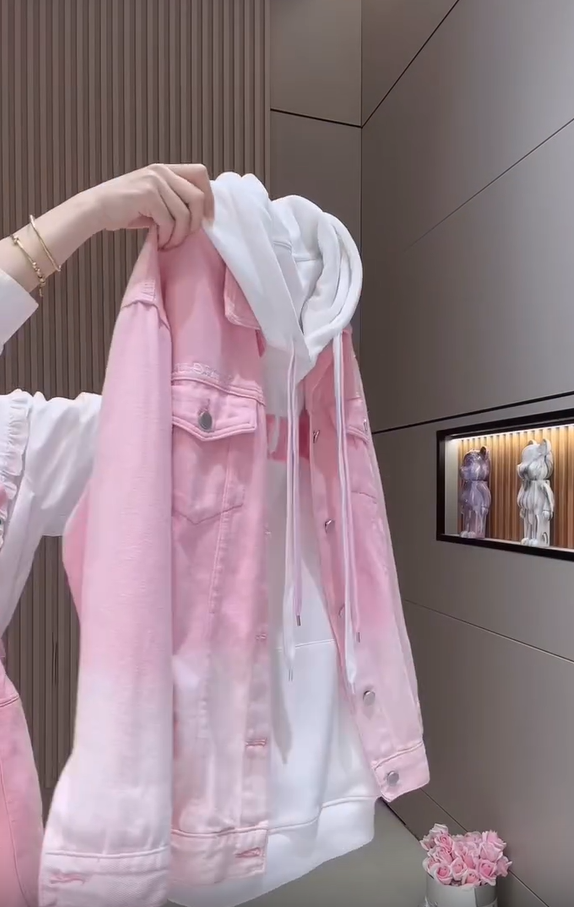 🎨Kényelmes női kapucnis Gradient farmerdzseki