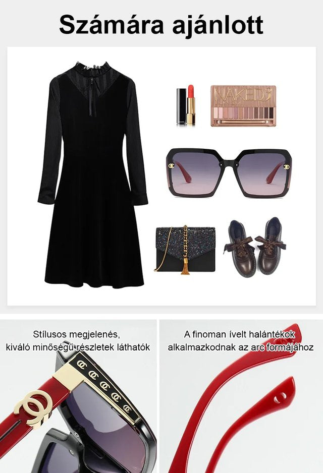 Könnyű luxus gradiens arany keretes napszemüveg