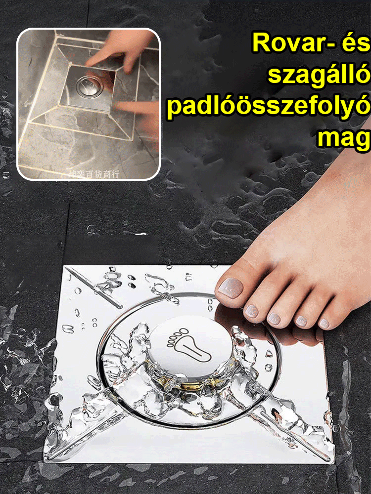 Lábas nyomású padlóösszefolyó a fürdőszobában