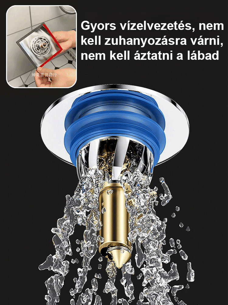 Lábas nyomású padlóösszefolyó a fürdőszobában