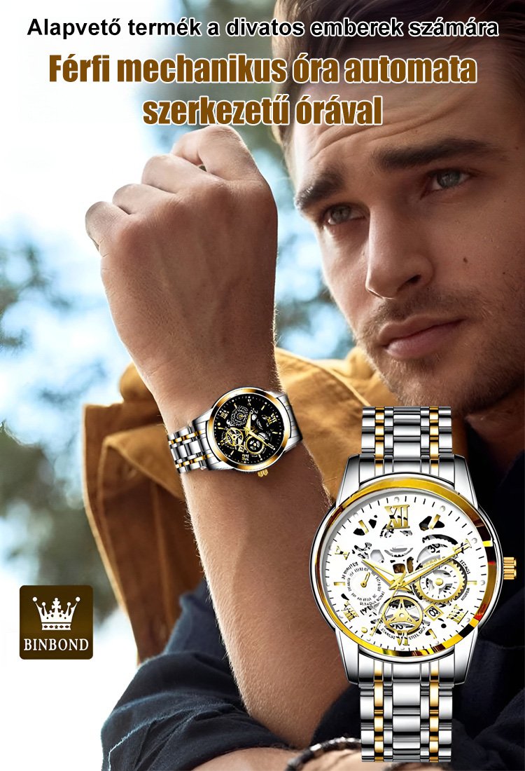 Férfi mechanikus óra automata óraművel