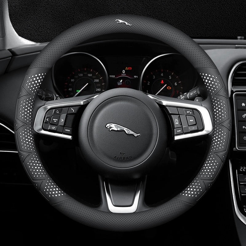 Ultravékony, légáteresztő, valódi bőr kormánykerékborítás csúszásgátló markolattal