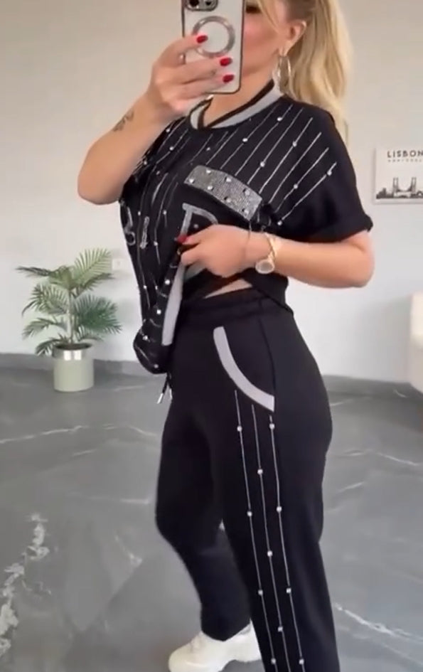 💎Kétrészes szett cipzárral és kristályokkal