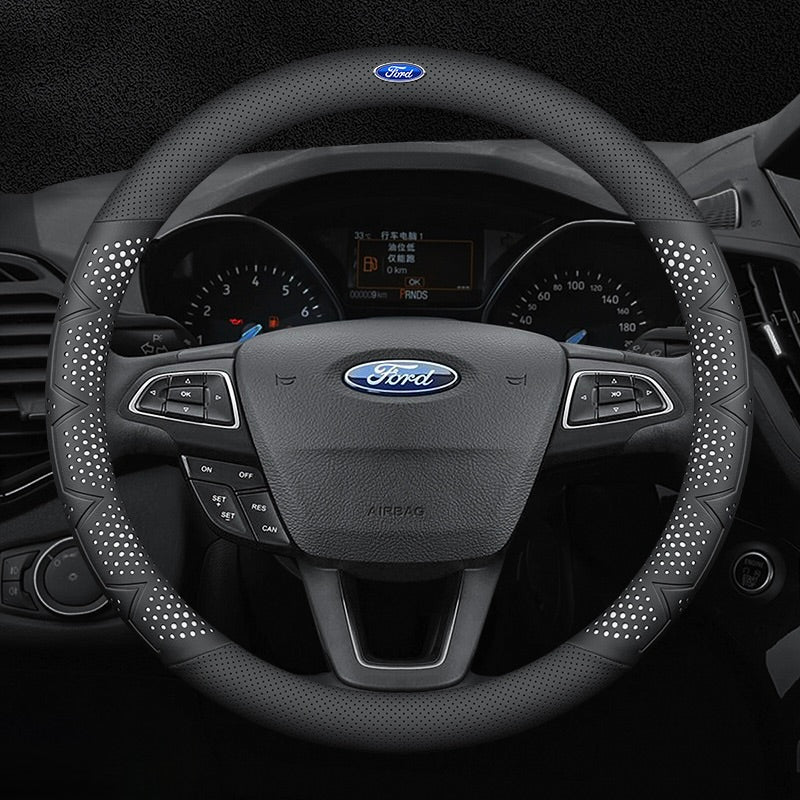 Ultravékony, légáteresztő, valódi bőr kormánykerékborítás csúszásgátló markolattal