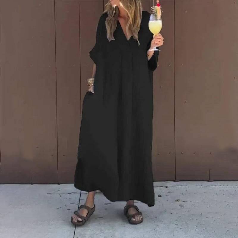 【S-4XL】💖Alkalmi, lendületes, V-nyakú női ruha