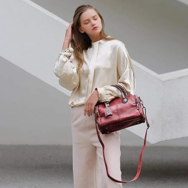 Γυναικεία δερμάτινη τσάντα μεγάλης χωρητικότητας-GR