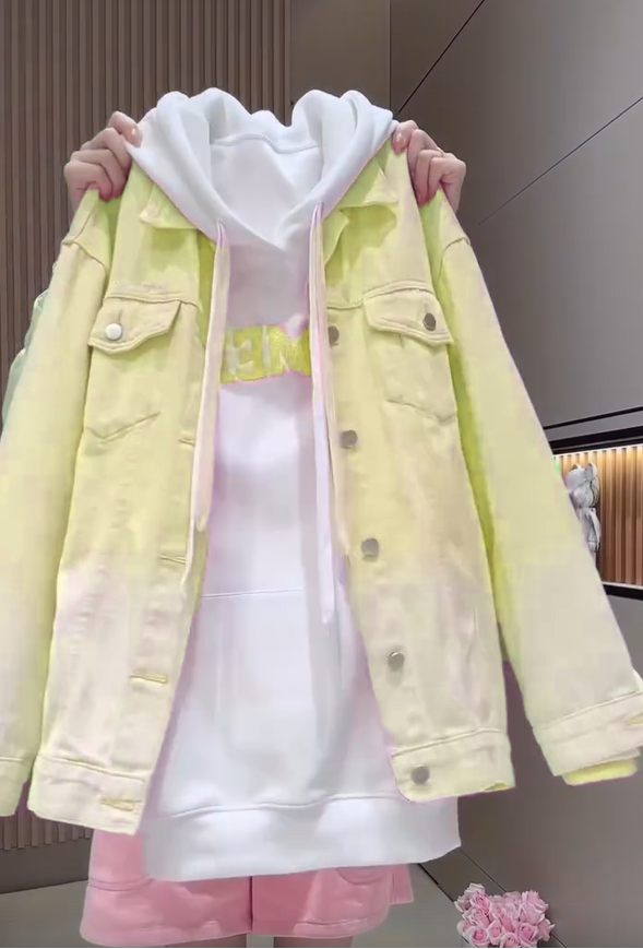 🎨Kényelmes női kapucnis Gradient farmerdzseki