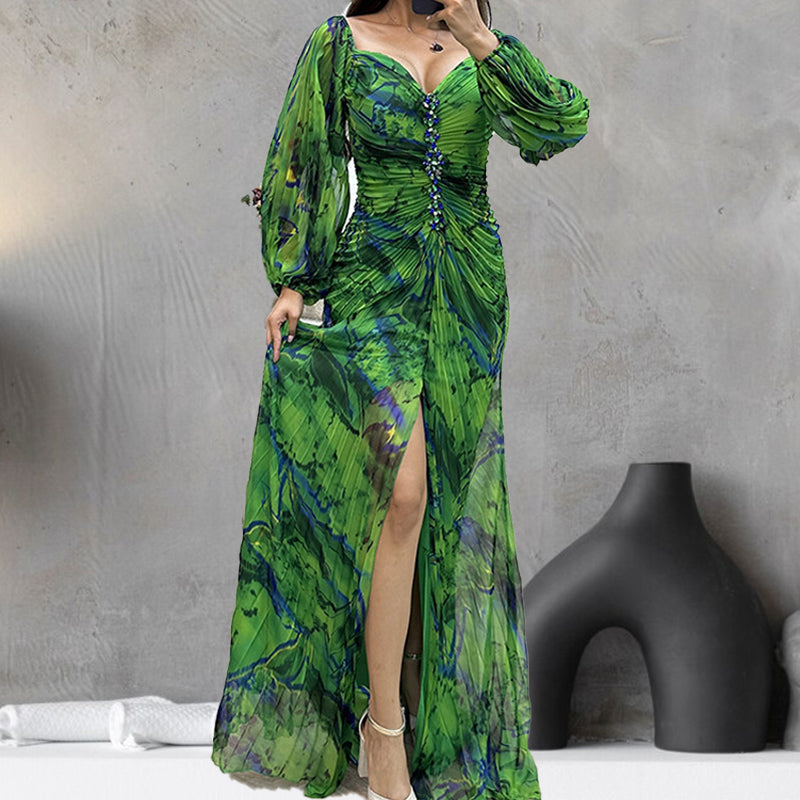 ✨【Karcsúsító Varázsló】Női Pánt nélküli Ruha✨ | Vonzó pánt nélküli dizájn | Rakott részletek | Kivágott hasíték, kényelmes hosszú ujjú