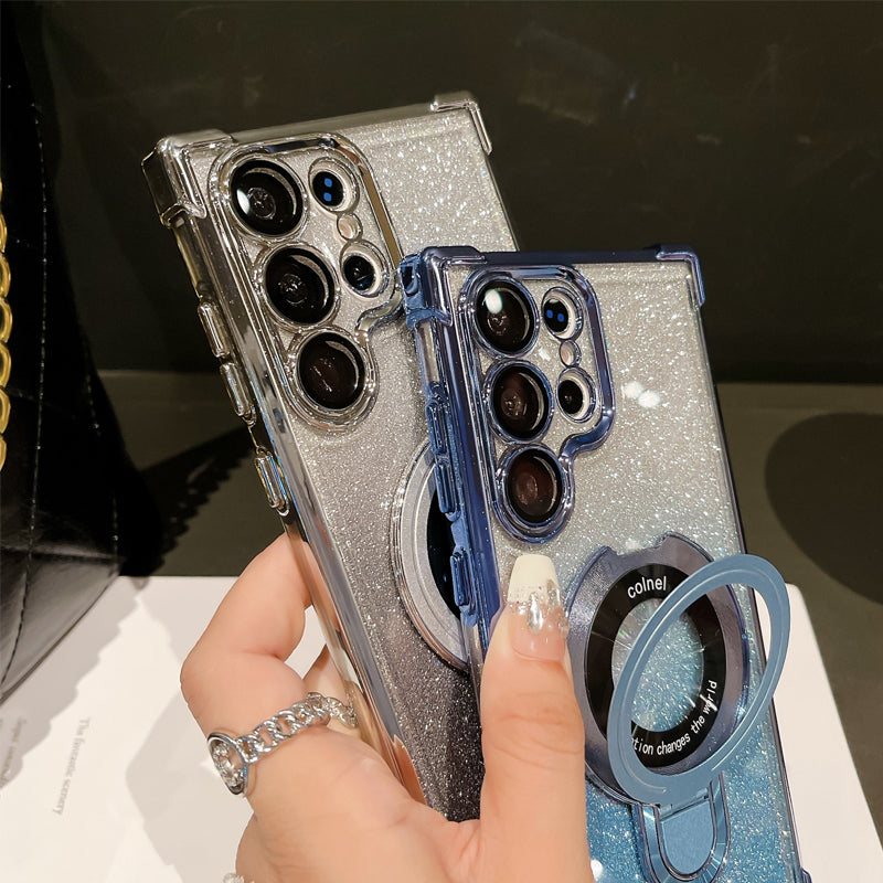 Mágneses gradiens mágneses csillogó mobiltelefon tokok Samsung S22/23/24 telefonhoz