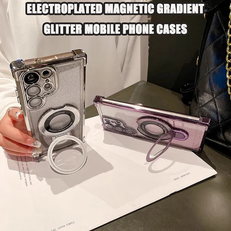 Mágneses gradiens mágneses csillogó mobiltelefon tokok Samsung S22/23/24 telefonhoz