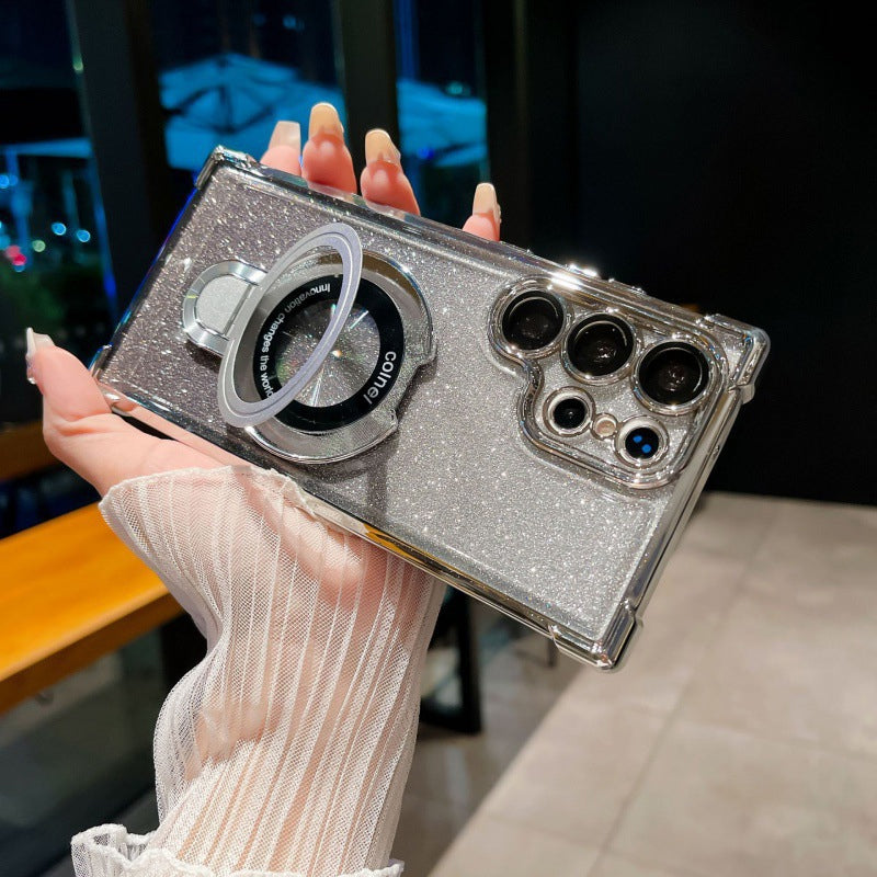 Mágneses gradiens mágneses csillogó mobiltelefon tokok Samsung S22/23/24 telefonhoz