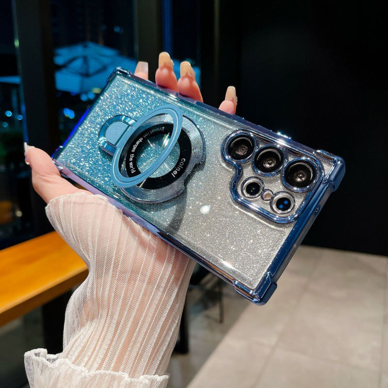 Mágneses gradiens mágneses csillogó mobiltelefon tokok Samsung S22/23/24 telefonhoz