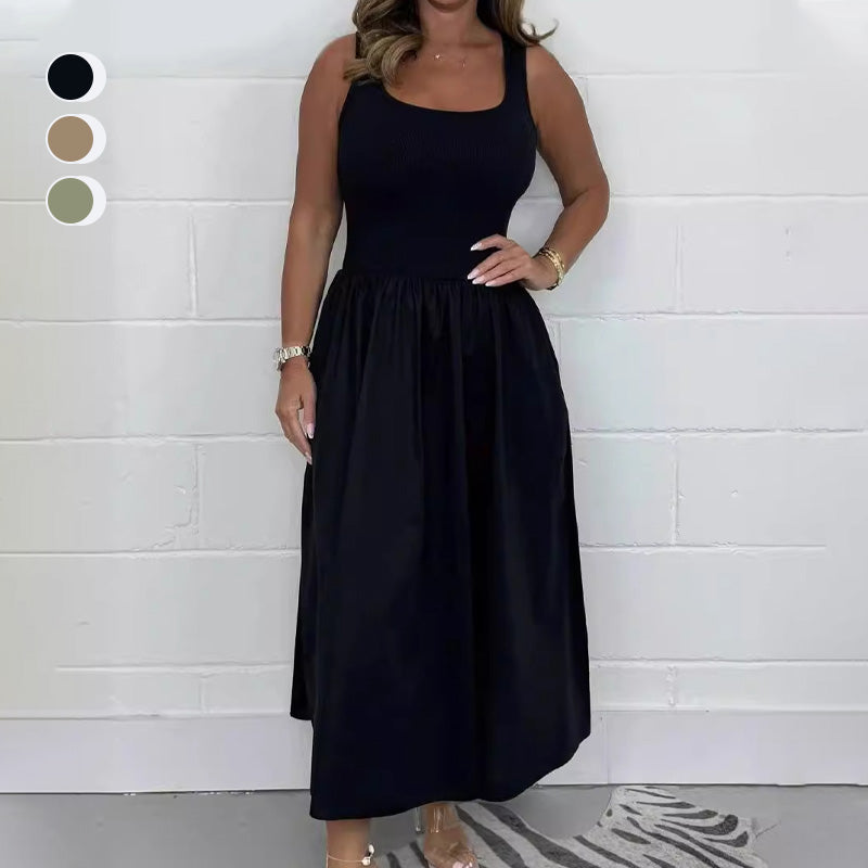 2025🌷Női alkalmi egyszínű egyszínű ujjatlan ruha
