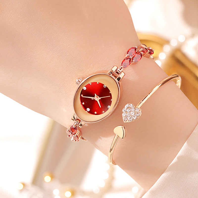 Ajándékok nőknek 2025-ben 💝🥰⌚ Női karóra színes cirkóniákkal, karkötőn