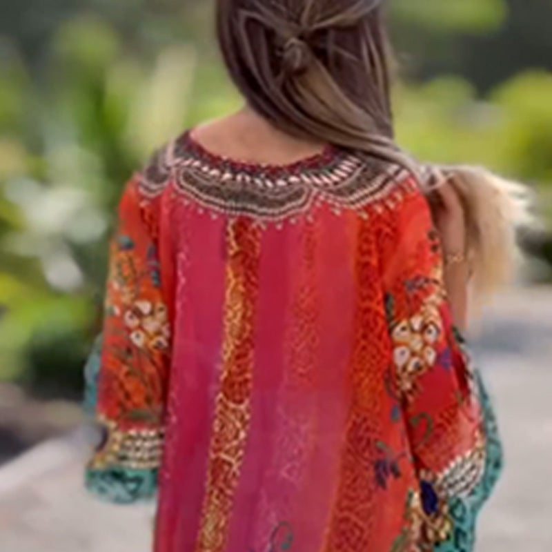 [S-5XL]🥰Cseh bő aszimmetrikus V-nyakú ruha