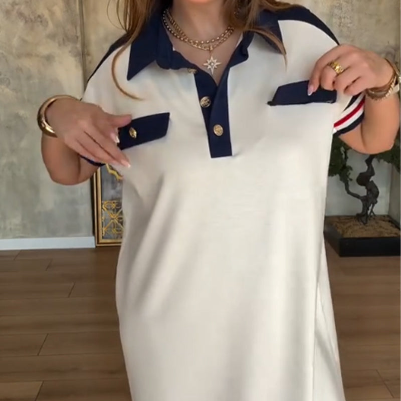 😍Modern női ruhák rövid ujjú hajtókával