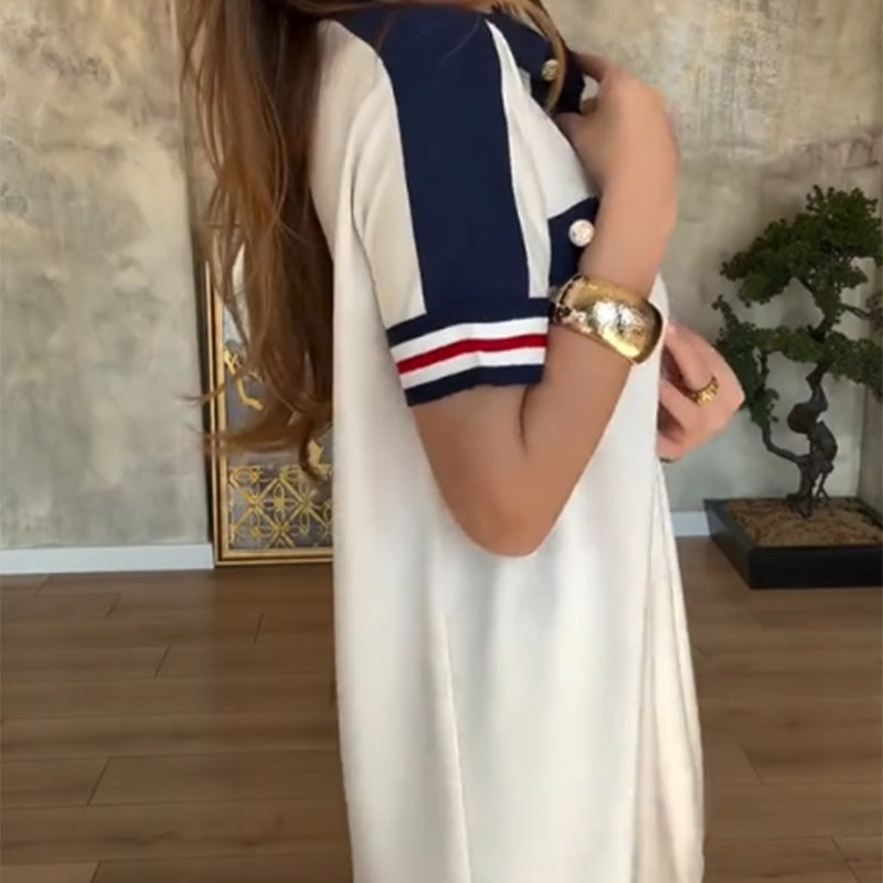 😍Modern női ruhák rövid ujjú hajtókával