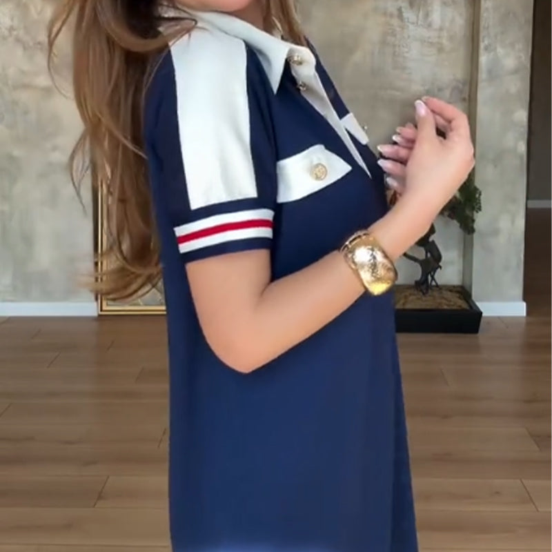 😍Modern női ruhák rövid ujjú hajtókával