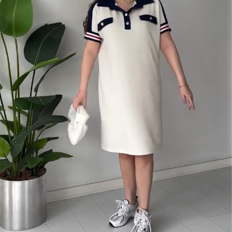 😍Modern női ruhák rövid ujjú hajtókával