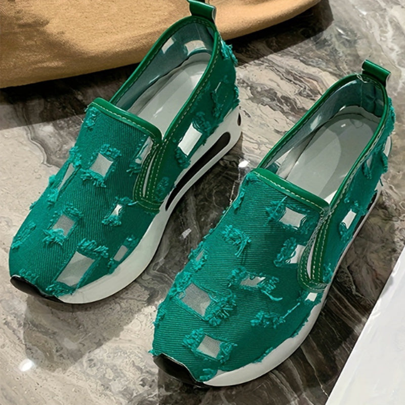 Canvas Mesh vastag aljú női szandálok