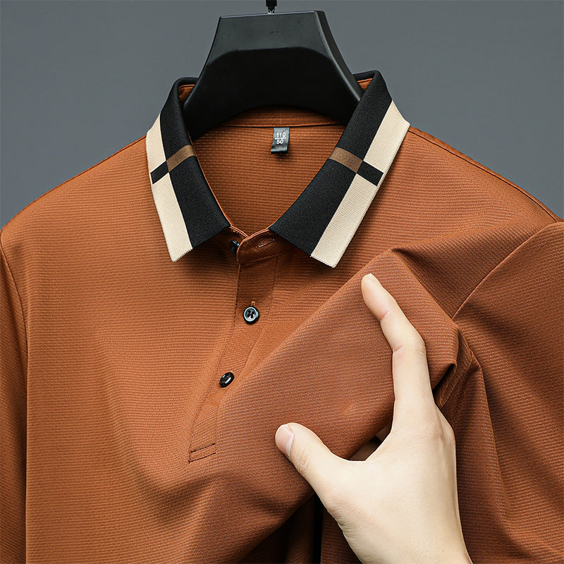 🔥Férfi Rugalmas Ice Selyem Rövid Ujjú Galléros Póló