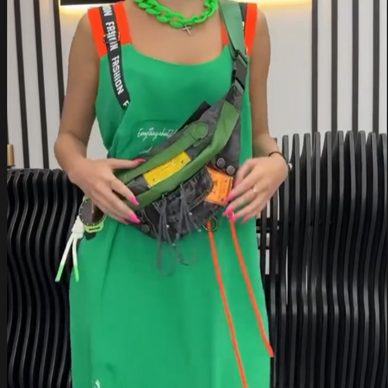 Női ujjatlan, mintás, lezser ruha