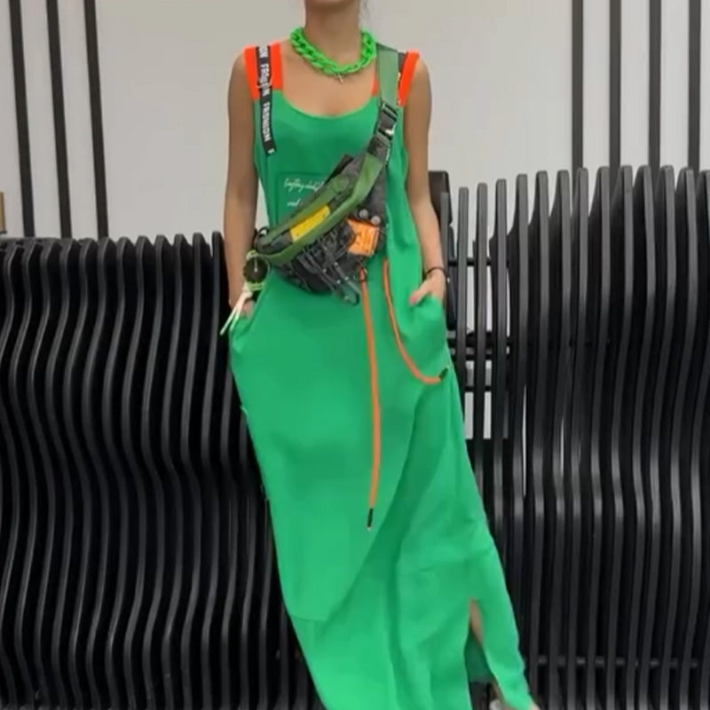 Női ujjatlan, mintás, lezser ruha