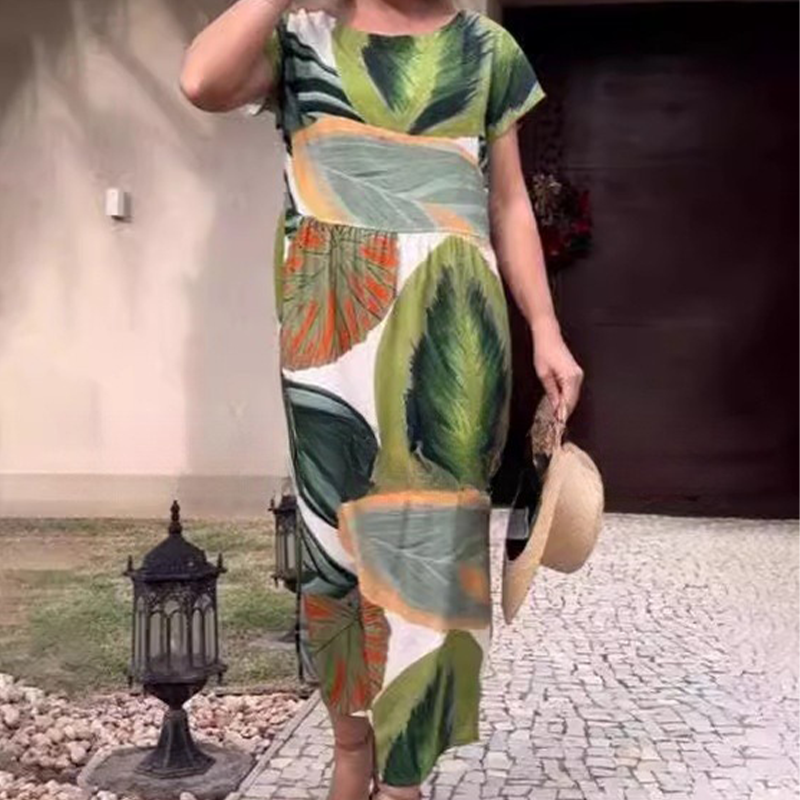 🌸 Nyomott oldalsó hasítékos, oldalsó hasítékos, rövid ujjú, rövid ujjú ruhák nőknek